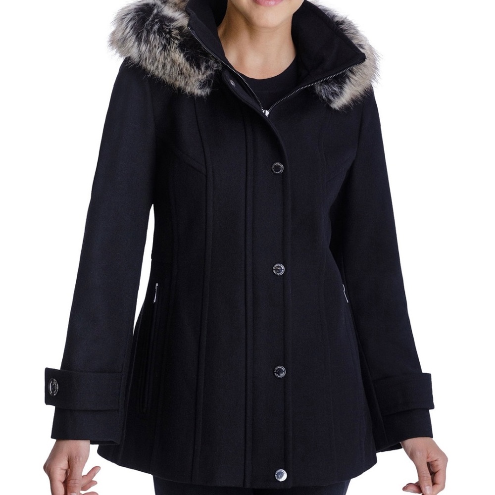 Women’s London Fog Hooded Wool Coat M